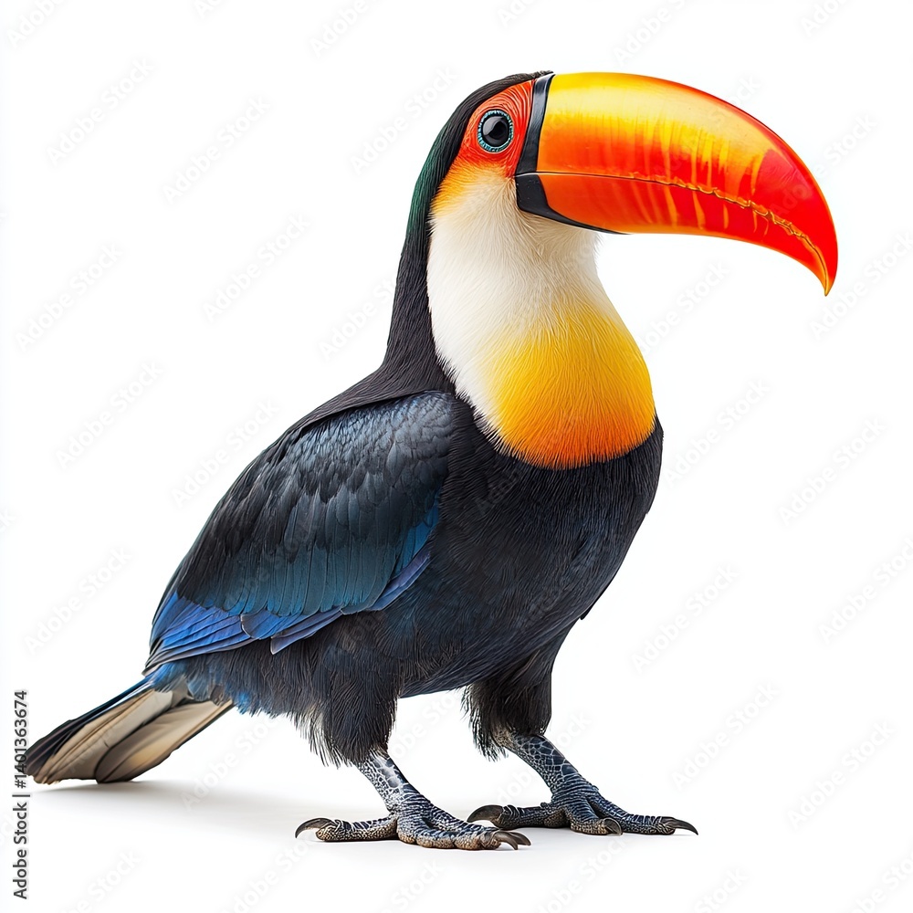 Fototapeta premium toucan on isolated white background close up. high detailization.