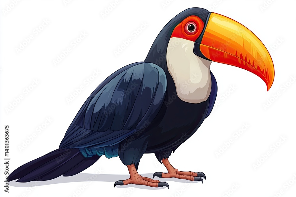 Fototapeta premium toucan on isolated white background close up. high detailization.