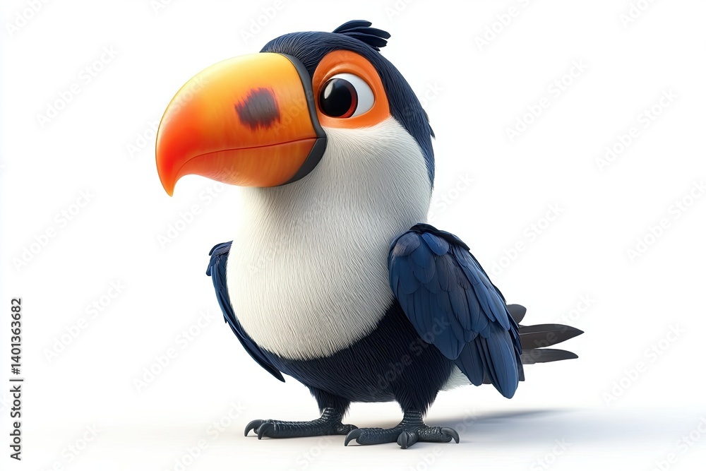 Fototapeta premium toucan on isolated white background close up. high detailization.