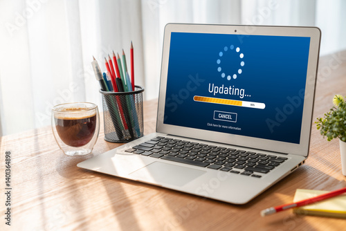Obraz na płótnie Software update on computer for modish version of device software upgrade w salonie