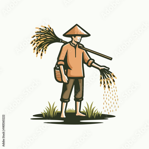 rice farmer vector illustration