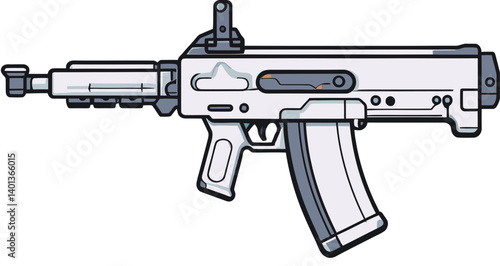 Submachine Gun Close-Up Design Simple Submachine Gun with Ammo in PNG