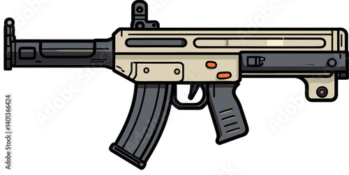 Tactical Submachine Gun in PNG Illustration of Submachine Gun with Silencer and Scope