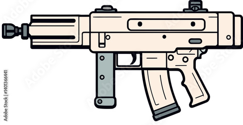 Submachine Gun with Recoil Effect PNG Art of Submachine Gun in Action