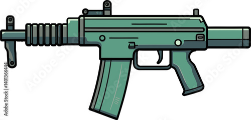 Submachine Gun with Ammo Clip Submachine Gun with Recoil Effect PNG