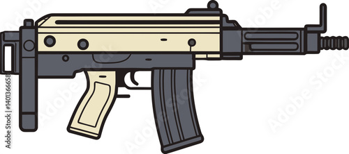 Submachine Gun with Folded Stock PNG Submachine Gun with Detachable Stock