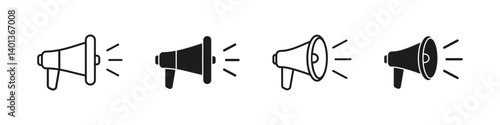 Megaphone icon. Loudspeaker vector set. Bullhorn sign. Isolated loudspeaker signs. Advertising message. Marketing announcement sale. Megaphone vector sign set.