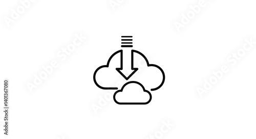 Cloud storage download icon on a minimalist background
