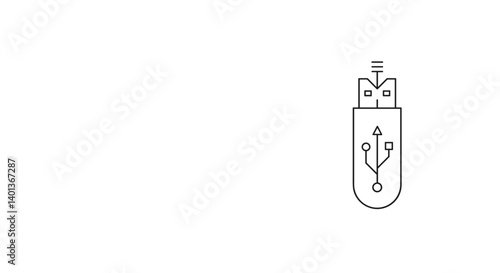 USB flash drive with circuit design on white background