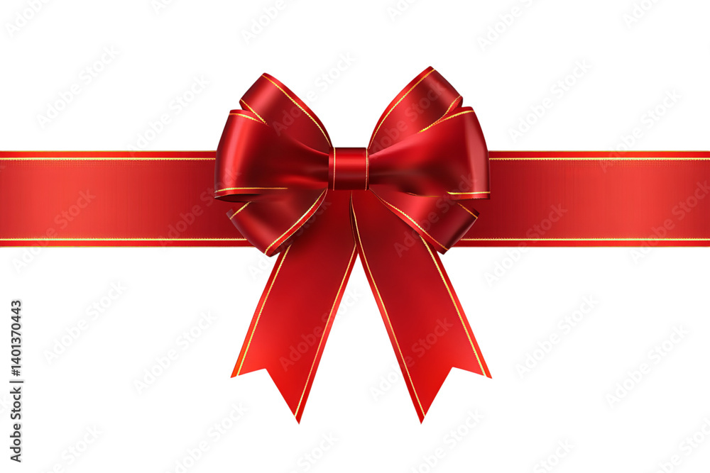 Red ribbon with a bow and a gold border on Png Format and Transparent Background Red ribbon with a bow and a gold border on Png Format and Transparent Background