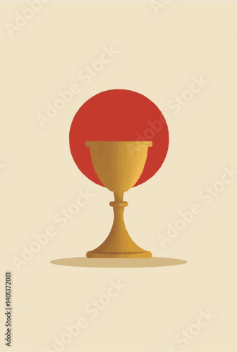 Golden Chalice with Red Circle Background

