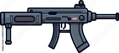 High-Detail Submachine Gun Icon in Submachine Gun with Silencer and Barrel Vector
