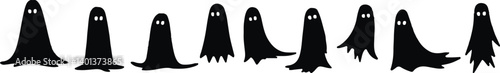 Halloween Ghost Silhouettes Set - Spooky Horror Vector Pack for Scary Designs, ghost silhouettes