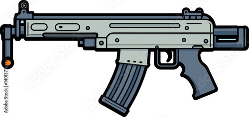 Submachine Gun with Muzzle Flash and Recoil PNG Digital Submachine Gun with Laser Targeting SVG