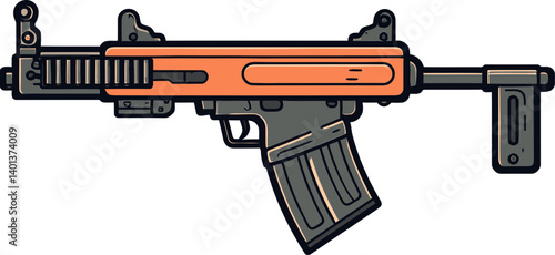 Submachine Gun in Tactical Position with Silencer PNG Submachine Gun with Tactical Muzzle Flash SVG