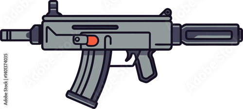 Submachine Gun with Quick Draw Action PNG Submachine Gun in Action with High-Power Recoil SVG