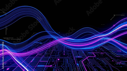 Cyber Big Data Flow Particles Bokeh. Digital Neural Network. Concept of AI Artificial Intelligence Technology Machine Deep Learning. Digital Communication. Science Technology Background 