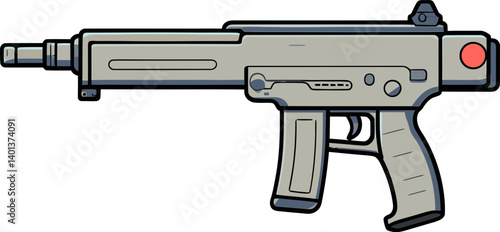 Submachine Gun with Suppressor and Flashlight PNG Submachine Gun with Laser Sight and Quick Trigger SVG