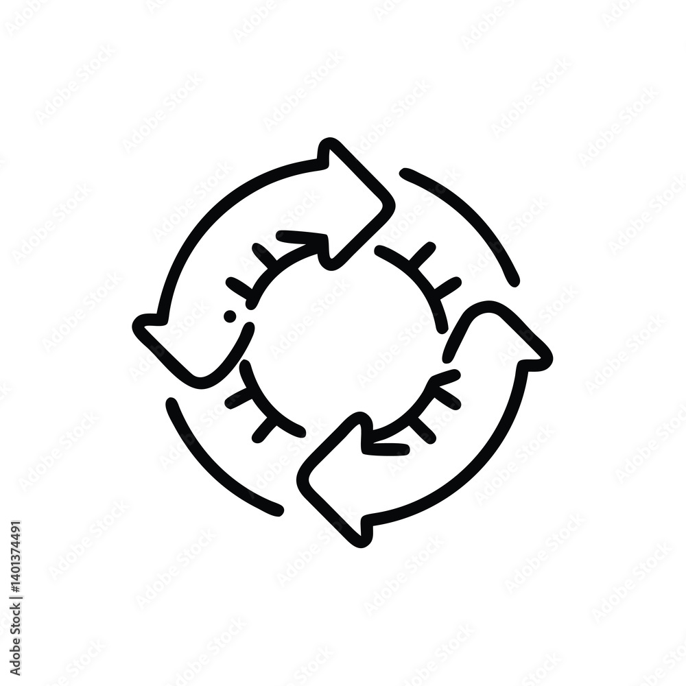 Recycling Symbol Line Art Circular Arrows For Sustainability And Continuous Loop Concepts Recycling Symbol Line Art Circular Arrows For Sustainability And Continuous Loop Concepts