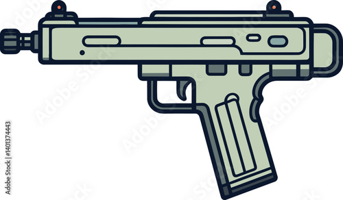 Submachine Gun with Suppressor and Recoil Digital Submachine Gun with Tactical Stock and Scope PNG