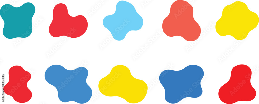 Irregular Blob Shapes Set - Abstract Organic Vector Elements in Two Rows, White Background Irregular Blob Shapes Set - Abstract Organic Vector Elements in Two Rows, White Background