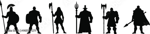 Roman Knight Silhouettes Set - Vector Warrior & Soldier Pack for Logos and Branding