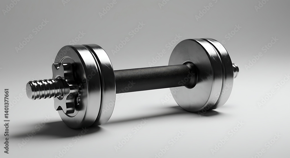Dumbble with a modern, sleek design, casting soft shadows Dumbble with a modern, sleek design, casting soft shadows