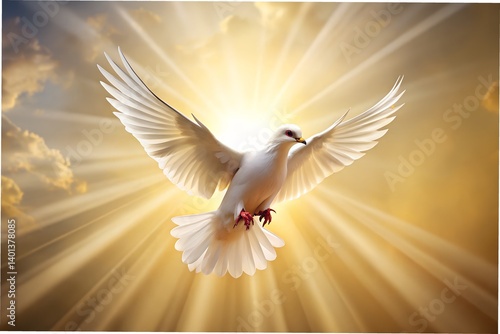 Golden Light Dove Art – Peaceful Minimalist Illustration