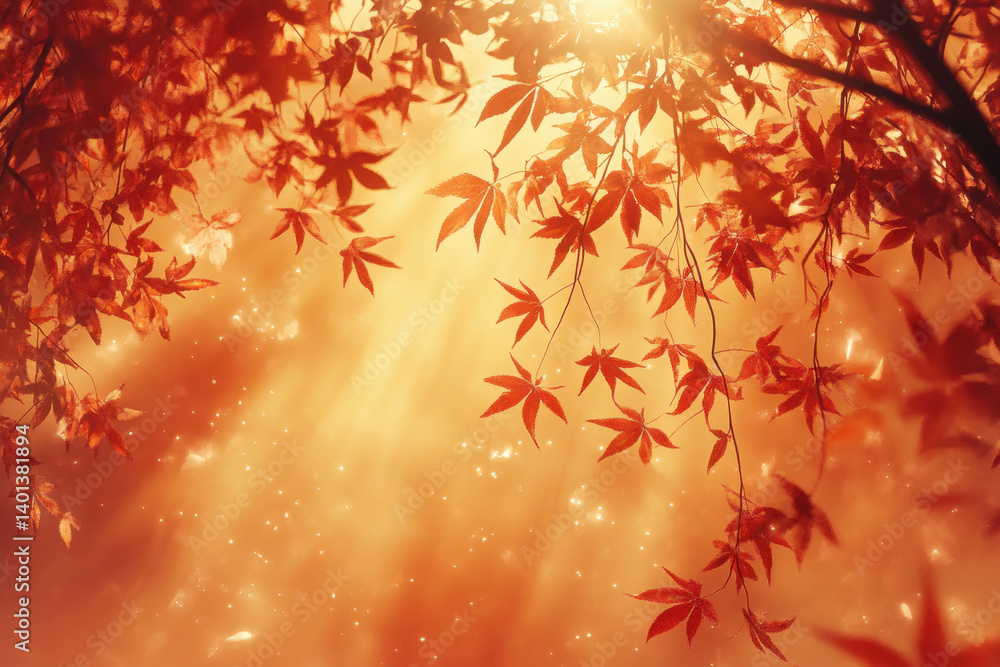 A red tree with leaves bathed in sunlight, creating a vibrant and striking contrast against a clear blue sky. A red tree with leaves bathed in sunlight, creating a vibrant and striking contrast against a clear blue sky.