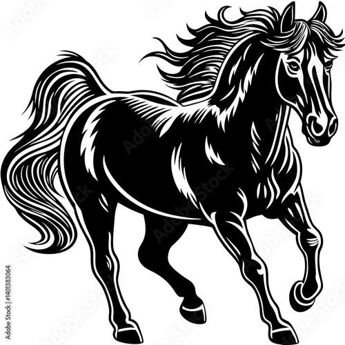 A horse running towards