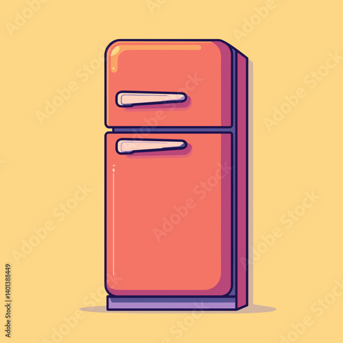 red refrigerator isolated on white