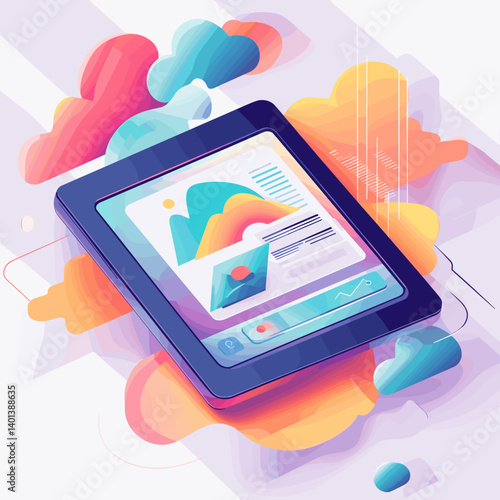 tablet pc with cloud computing concept