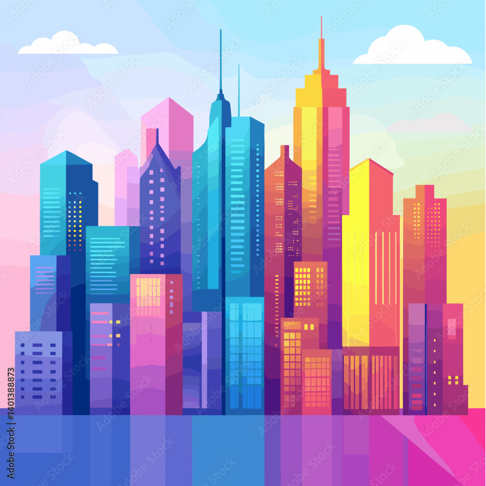 Obraz premium city skyline vector illustration