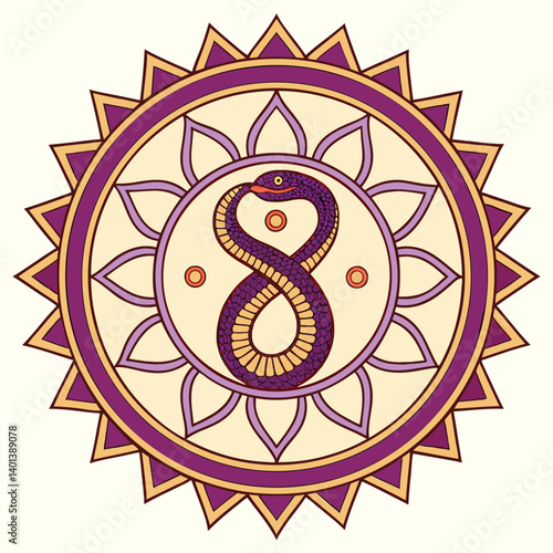 Sacred Geometry Ouroboros Eight, Serpent, Sun, Mandala, Infinity, Mystical Symbol