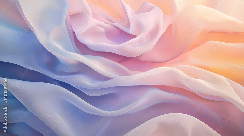 Elegant fabric texture with soft, flowing drapes in gentle hues. Enchanted Textile. Illustration Elegant fabric texture with soft, flowing drapes in gentle hues. Enchanted Textile. Illustration