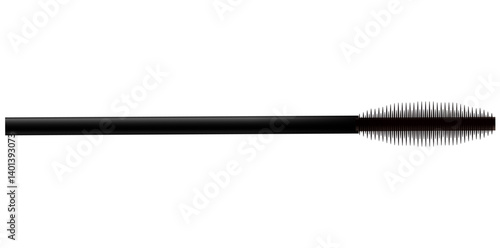 Realistic Mascara Brush, Black Wavy Style Cosmetic Object Vector Illustration.	