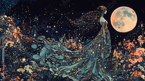 The enchanted tapestry weaves itself anew each night. Phantom Weave. Illustration