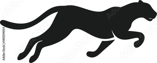 Black Panther Silhouette Leaping, Graceful, Wild Cat Icon