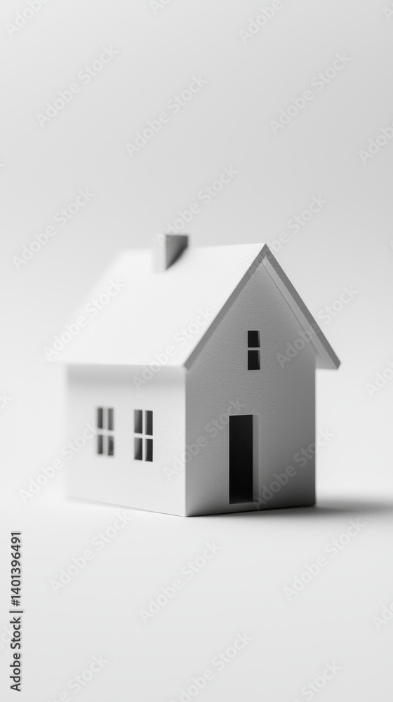 Minimalist white model house on a neutral background symbolizing home and comfort. Minimalist white model house on a neutral background symbolizing home and comfort.