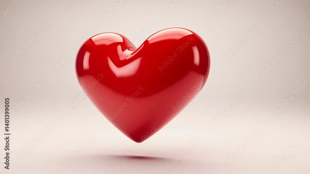 Glossy red heart shape on plain background. Glossy red heart shape on plain background.
