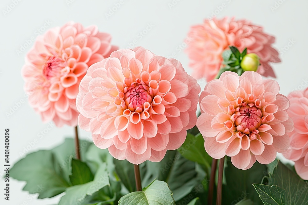 Fototapeta premium Blooming pink dahlia flower isolated on white background, close-up