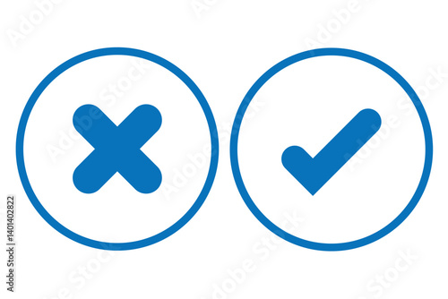 Checkmark cross icon Checkmark icon set. Checkmark right symbol tick sign.