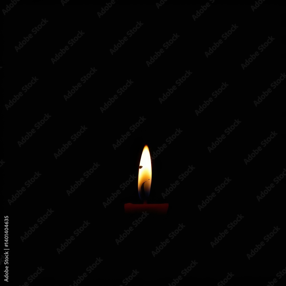Single flickering candle flame, isolated on pure black background, glow, element, red Single flickering candle flame, isolated on pure black background, glow, element, red