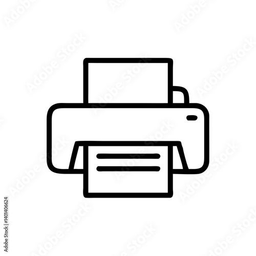 Printer illustration, minimalist design, black and white, with copy space