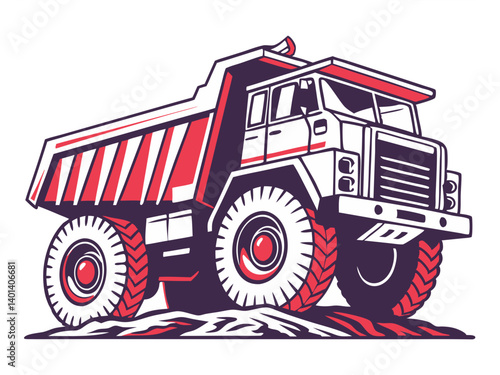 Vector of an industrial heavy-duty transport truck or forklift, isolated on white background.
