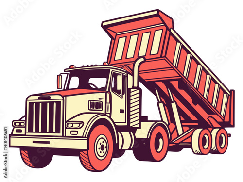 Vector of an industrial heavy-duty transport truck or forklift, isolated on white background.
