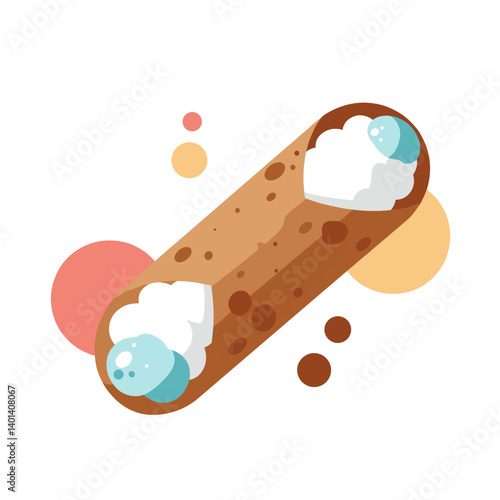 Cannoli with Cream Filling in Modern Style on Colorful Background  
