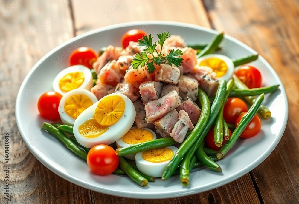 A beautifully composed salad with fresh and vibrant ingredients A beautifully composed salad with fresh and vibrant ingredients