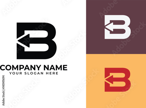 Modern growth logo design wordmark. Abstract arrow shapes logo design in letter b arrow vector illustration. Symbol, icon, creative.