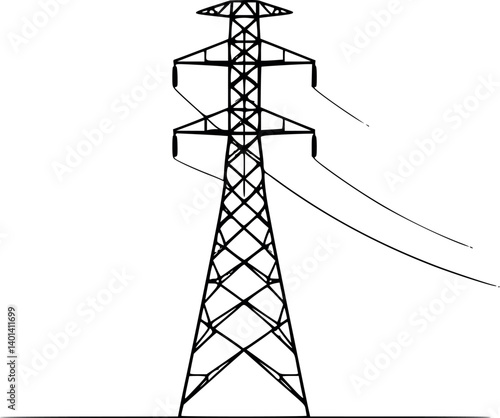 Outline vector illustration of a high-voltage transmission tower